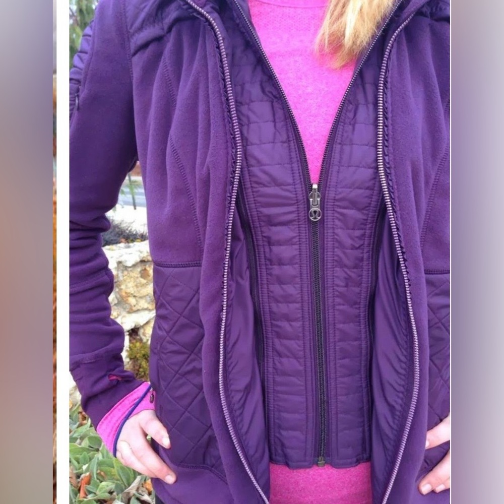 Lululemon Fleece Jacket Size 8 Plum Zip Hoodie Pockets EUC - Picture 3 of 13